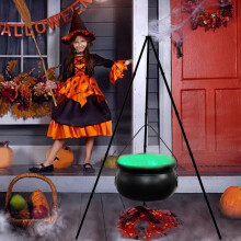 Halloween Decor Outdoor - Large Witches Cauldron on Tripod with Light Yard