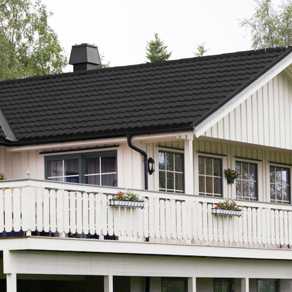 (Black) Tudor Tile Stone Coated Metal Roofing Shingles 5pcs