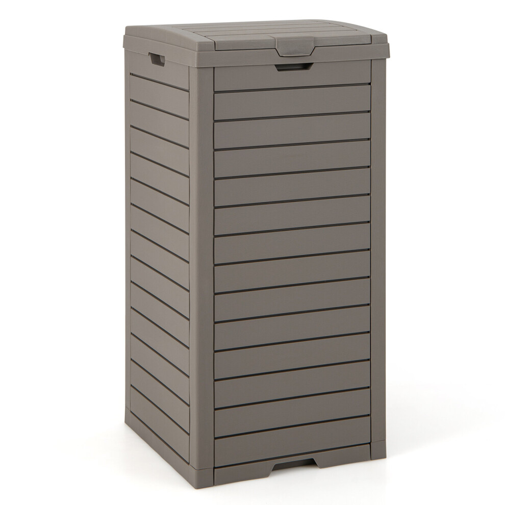 140L Outdoor Trash Can w/Drip Tray &Tiered Lid Resin Garbage Waste Bin