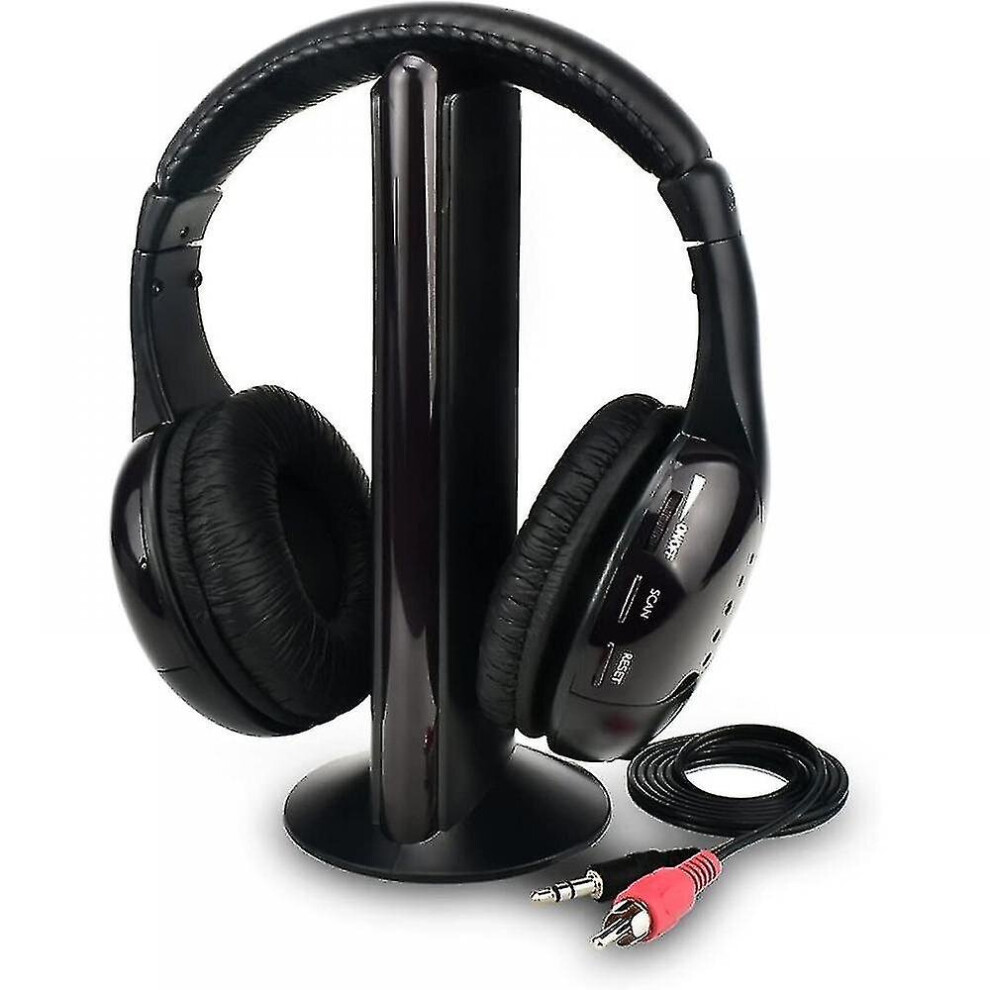 Wireless Tv Headphones Home Headset For Tv Watching,tv Ears Microphone 5 In 1 Functions With Transmitter, Fm Radio, 3.5 Mm Jack