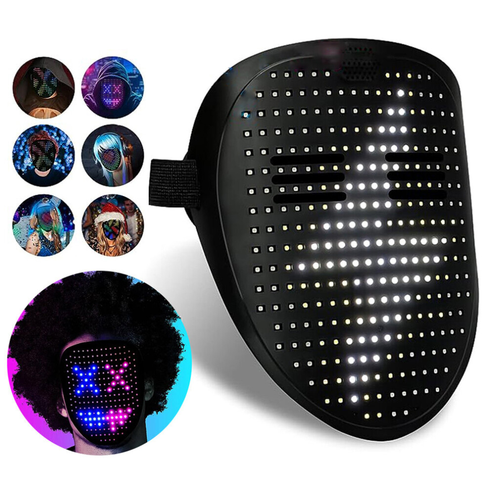 LED Face Mask Gesture Control Light up Mask Cosplay Masquerade Party