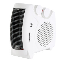Electric Fan Heater Portable Upright 2 Heat Setting Cool Option, White