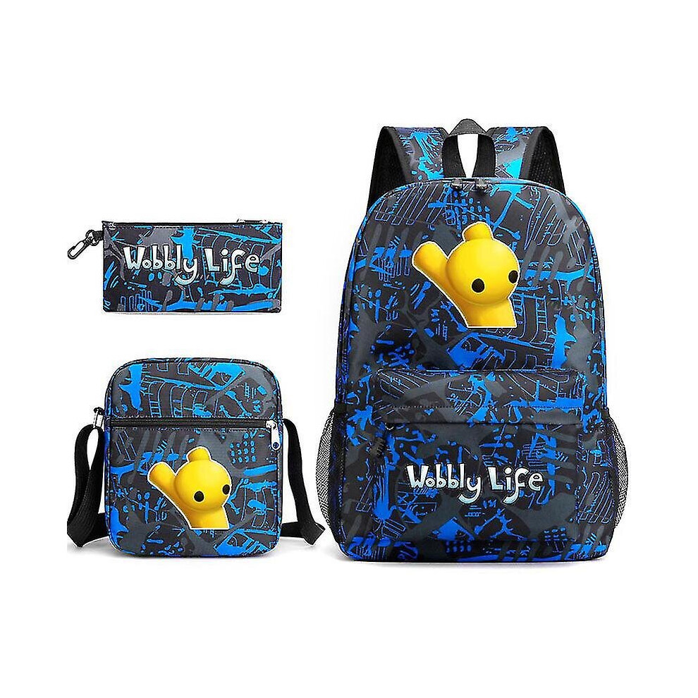 (1) Wobbly Life 3pcs School Backpack Shoulder Bag Pen Bagz