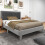 Costway (Double, Grey) Bed Frame Upholstered Platform w/Headboard Wooden Slats 9
