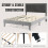 Costway (Double, Grey) Bed Frame Upholstered Platform w/Headboard Wooden Slats 6
