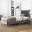 Costway (Single, Grey) Bed Frame Upholstered Platform w/Headboard Wooden Slats 3