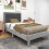 Costway (Single, Grey) Bed Frame Upholstered Platform w/Headboard Wooden Slats 7