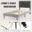 Costway (Single, Grey) Bed Frame Upholstered Platform w/Headboard Wooden Slats 5