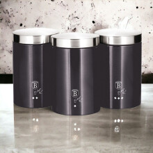 (carbon pro) 3 Pc Stainless Steel Cannister Set Coffee Tea Sugar Container Jars Air TIght Lid
