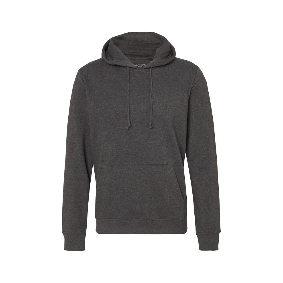 (Charcoal, M) BRAVE SOUL Mens Plain Hoodies Sweatshirt