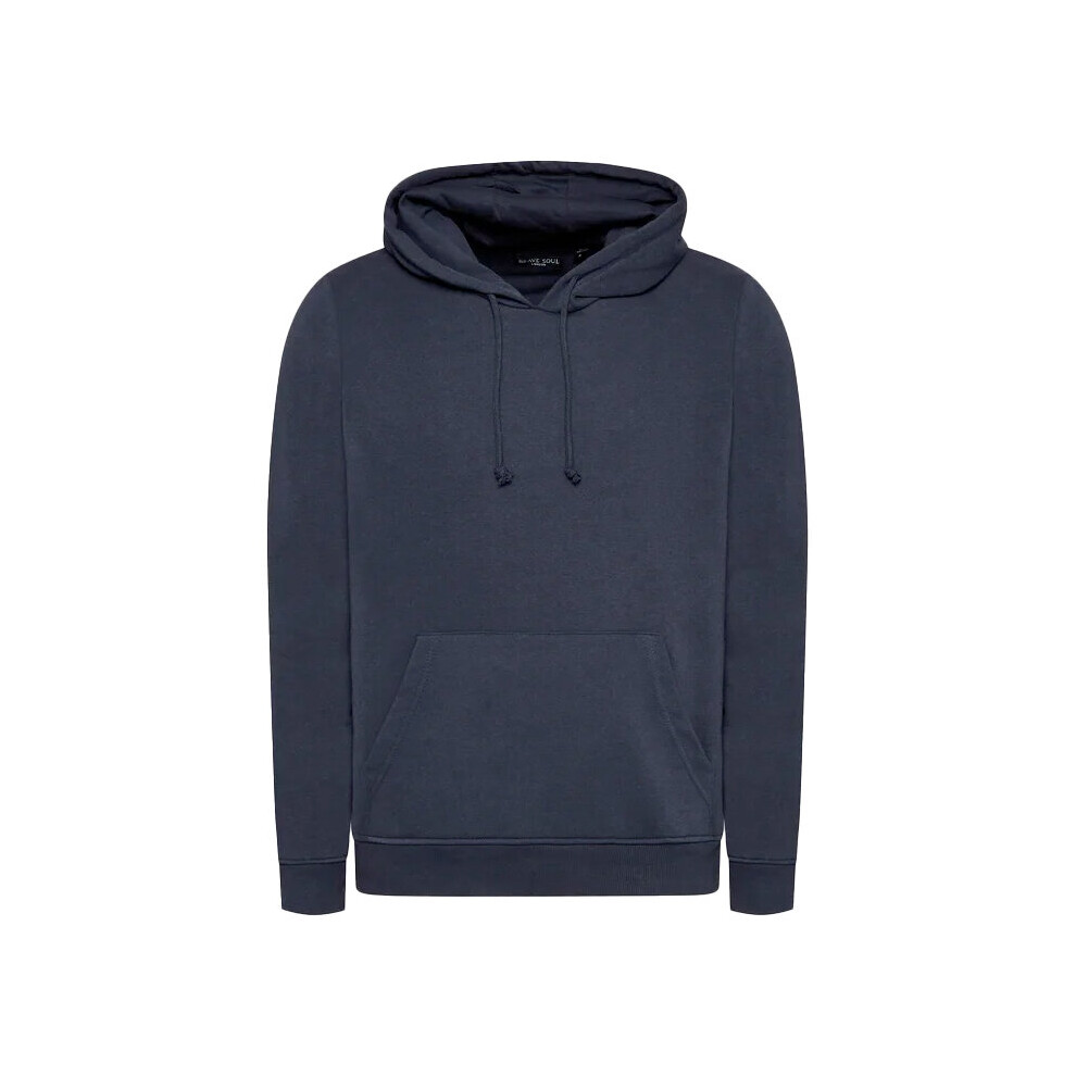 (Navy, S) BRAVE SOUL Mens Plain Hoodies Sweatshirt