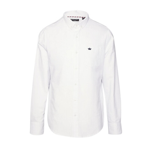 (White, XL) BRAVE SOUL Mens Oxford Shirt Button Down Collared Party Long Sleeve Formal Top