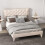 Costway (Double, Beige) Bed Frame Platform Bed w/Tufted Headboard Wooden Slats 8