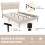 Costway (Double, Beige) Bed Frame Platform Bed w/Tufted Headboard Wooden Slats 4