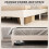Costway (Double, Beige) Bed Frame Platform Bed w/Tufted Headboard Wooden Slats 7