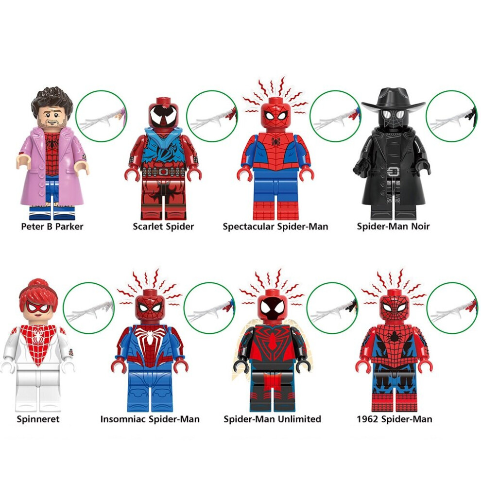 8PCS Spider-Man Minifigures Building Blocks Kids Toys Fit Lego