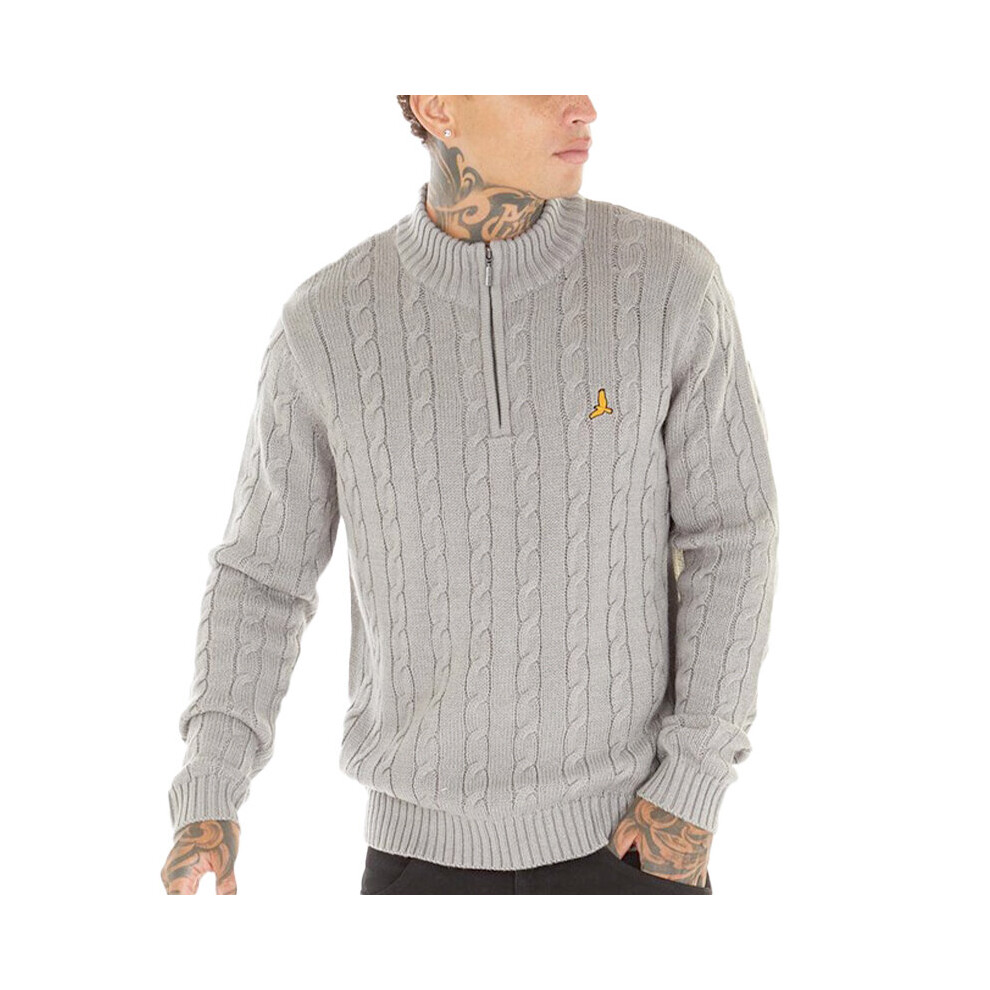 'August' Quarter Zip Neck Cable Knit Jumper