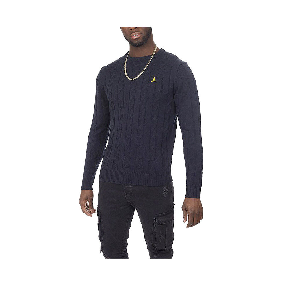 (Navy, M) BRAVE SOUL Mens Jumper Knitted Cardigan