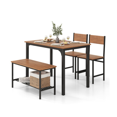 Costway 4-Piece Modern Dining Table Chair Set Industrial Gathering Table Set