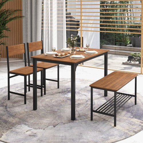 Costway 4-Piece Modern Dining Table Chair Set Industrial Gathering Table Set 1