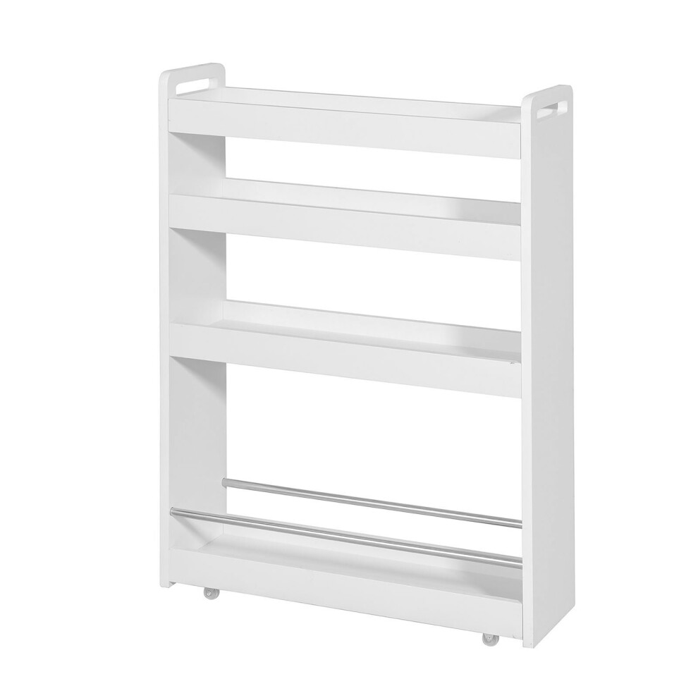 SoBuy® NSR01-W, 4 Tiers Serving Trolley Slide Out Storage Rack Shelf on Wheels