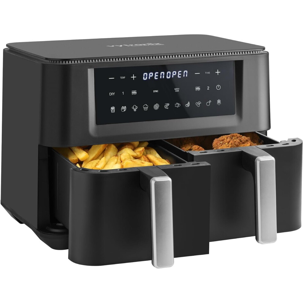 Vytronix DD9LDual Zone Air Fryer 2 Drawer 9L Family Size Balck