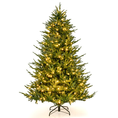 Casart 6 FT Pre-Lit Christmas Tree Hinged Xmas Tree With 8 LED Lighting Modes