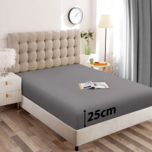 (King: (152 x 200)cm, Grey) 25 CM Bed Sheet Extra Deep Fitted Sheet & Pillowcases Pair