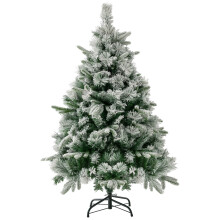 (136cm, 4.5ft) Flocked Christmas Tree w/ Pine Needles 150 Lights Xmas