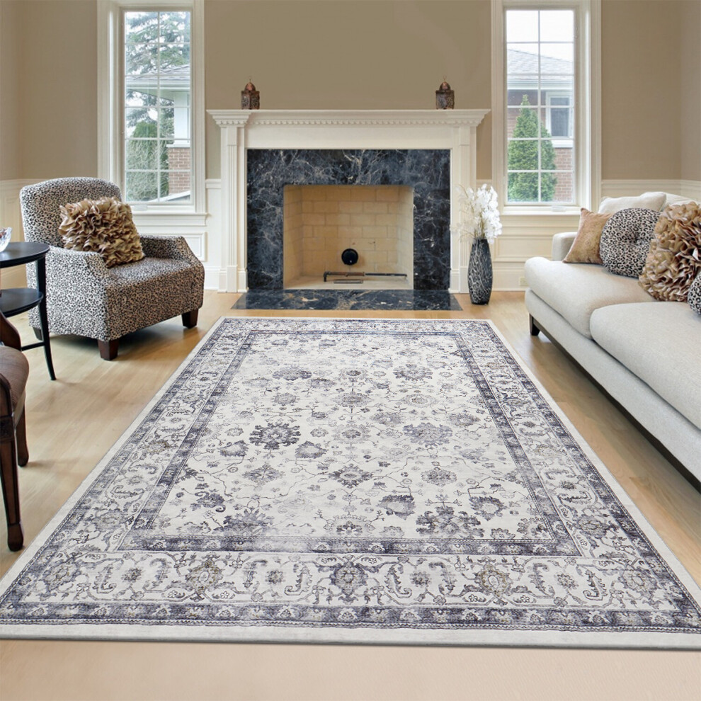 Imperial Rooms (160 Cm X 230 Cm (5.2Ft X 7.5Ft)- Large Area Rug/Carpet., Serene- Cashmere Rug) Large Traditional Rugs Living Room Carpet Door Mat Purple