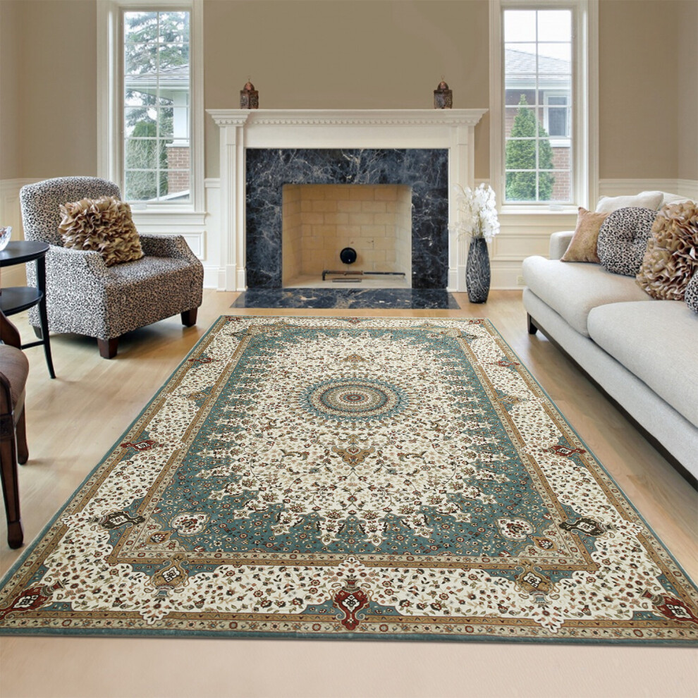 Imperial Rooms (160 Cm X 230 Cm (5.2Ft X 7.5Ft)- Large Area Rug/Carpet., Willow- Cashmere Rug) Large Traditional Rugs Living Room Carpet Door Mat Green