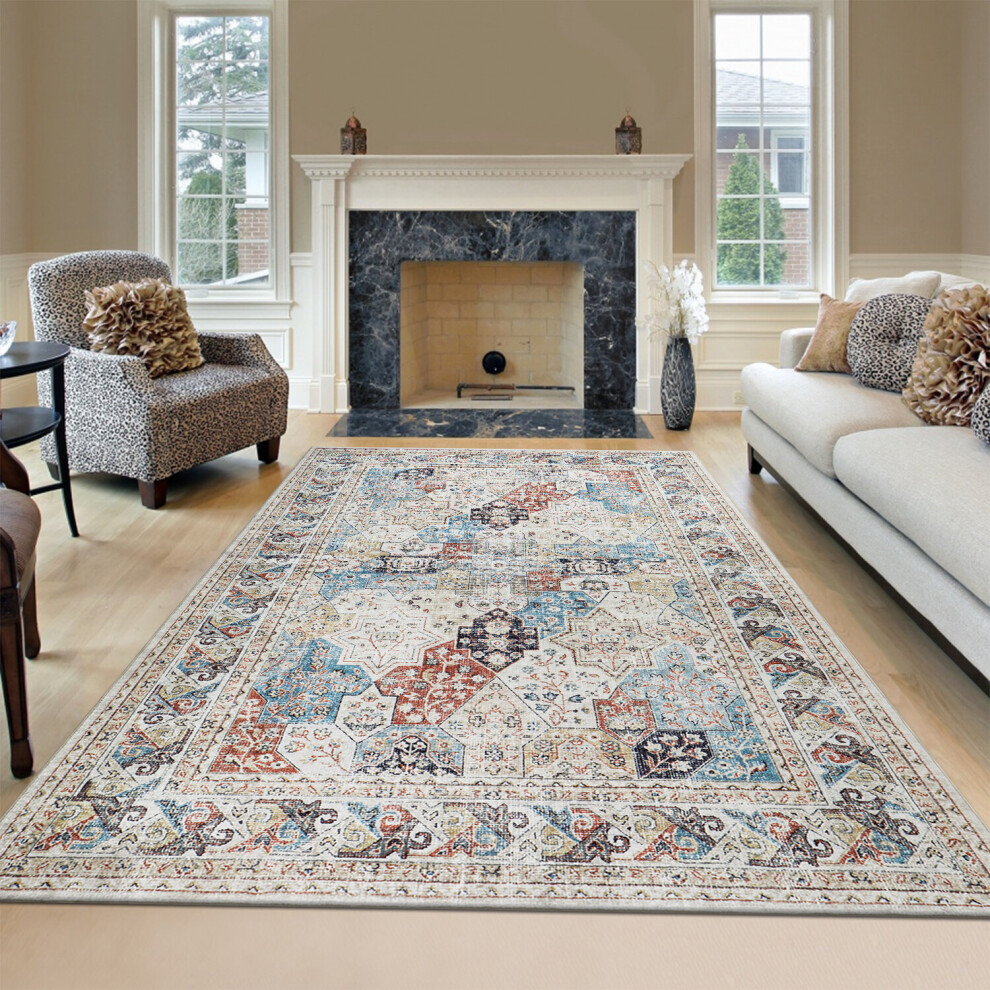 Imperial Rooms (160 Cm X 230 Cm (5.2Ft X 7.5Ft)- Large Area Rug/Carpet., Coastal- Cashmere Rug) Large Traditional Rugs Living Room Carpet Door Mat Cream