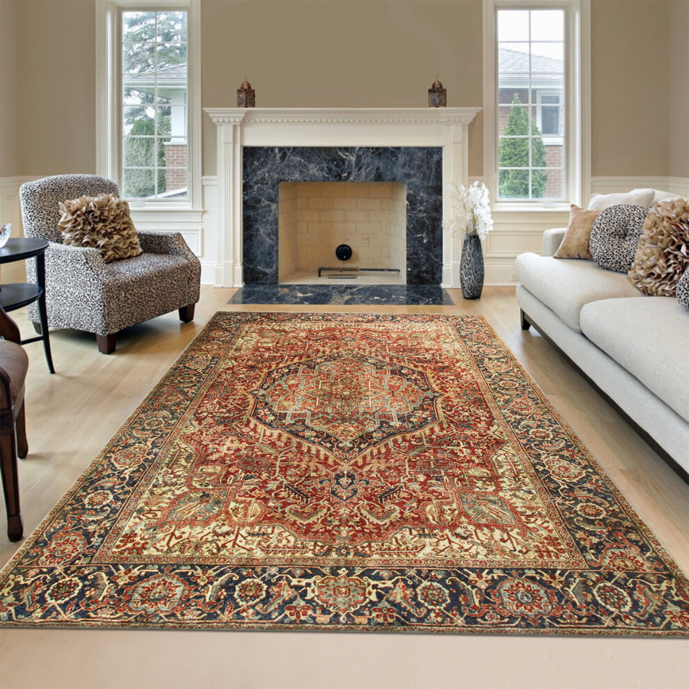 Imperial Rooms (160 Cm X 230 Cm (5.2Ft X 7.5Ft)- Large Area Rug/Carpet., Majestic- Cashmere Rug) Large Traditional Rugs Living Room Carpet Door Mat Red