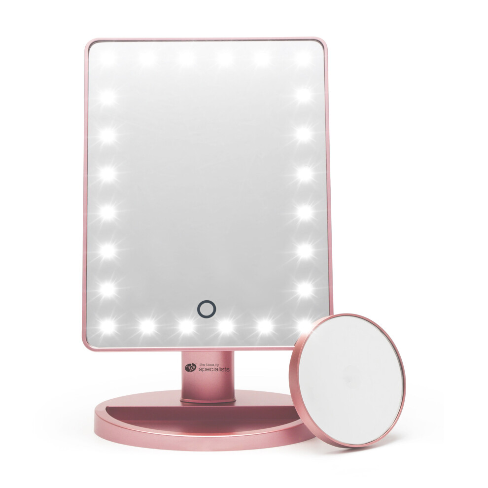 Rose Gold 24 LED Makeup Mirror With Mini Removable 10X Magnifying Mirror