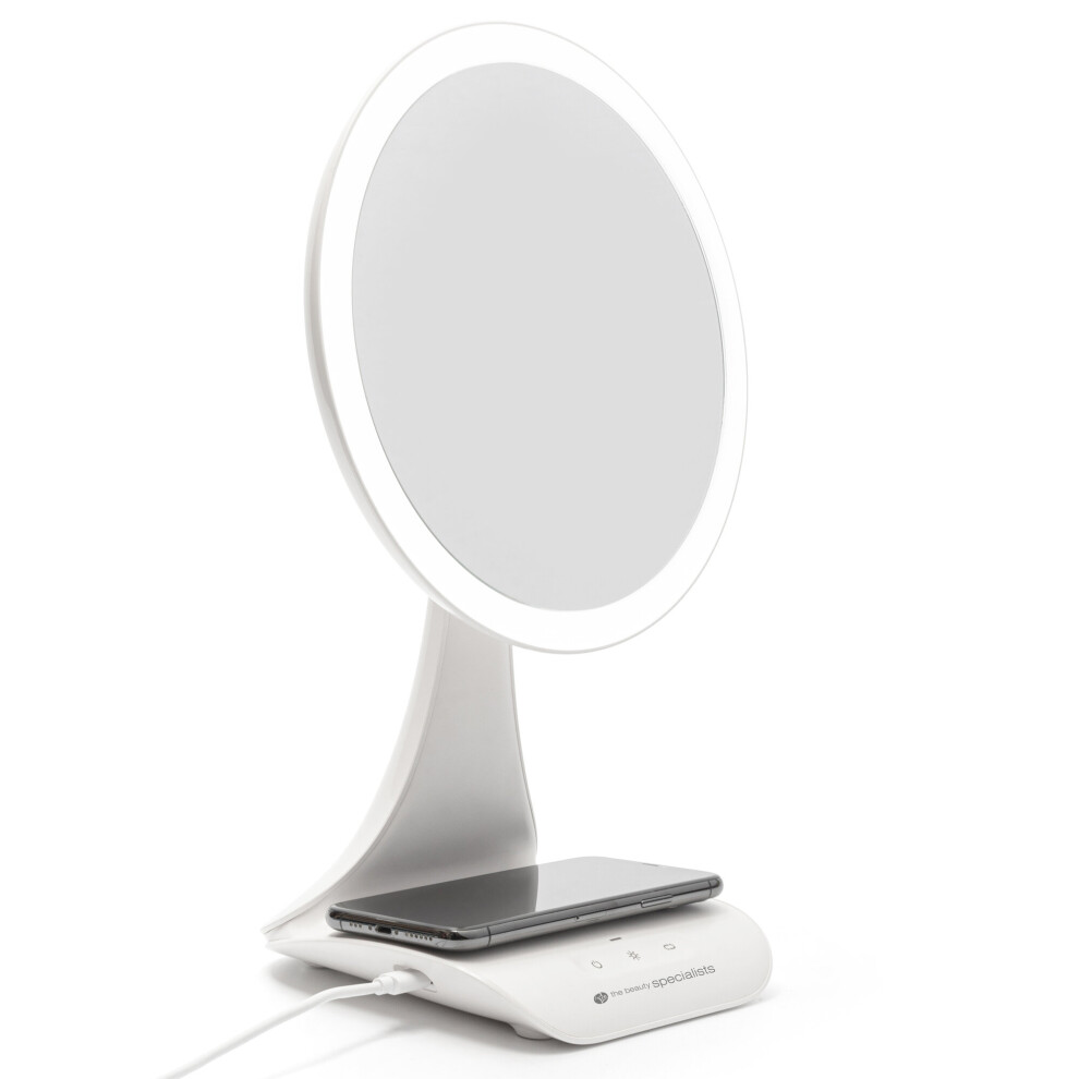 Rio 5 x Magnification LED Makeup Mirror with Wireless Charging Station in White - Image 2
