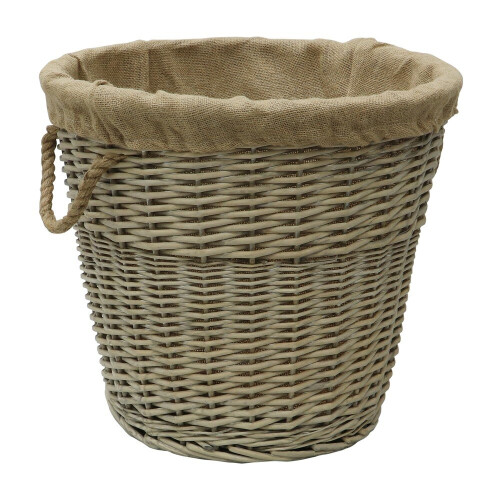 Antique Wash Round Lined Chnkylog Basket 1