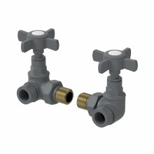 DuraTherm Corner Cross Head Anthracite Radiator Valves - 15mm