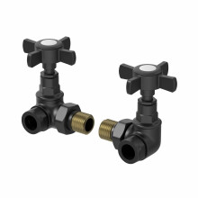 DuraTherm Corner Cross Head Black Radiator Valves - 15mm