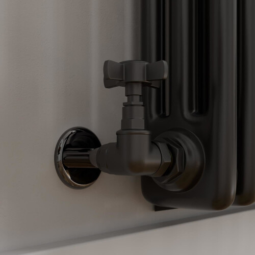 DuraTherm Corner Cross Head Black Radiator Valves - 15mm 2