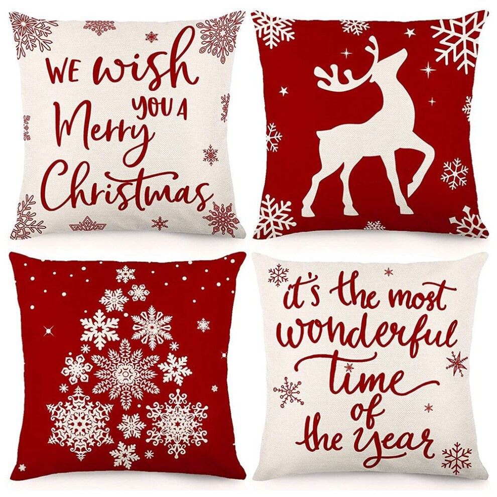 Christmas Pillow Covers 18x18 4 Farmhouse Throw Pillowcase Cushion Case Decor