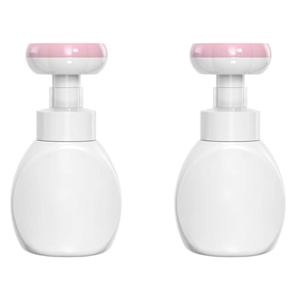 2X Flower Liquid Soap Dispenser Stamp Pump Bottle Floral Foam Bubbler Handsoup Plastic Bathroom Trip Pink