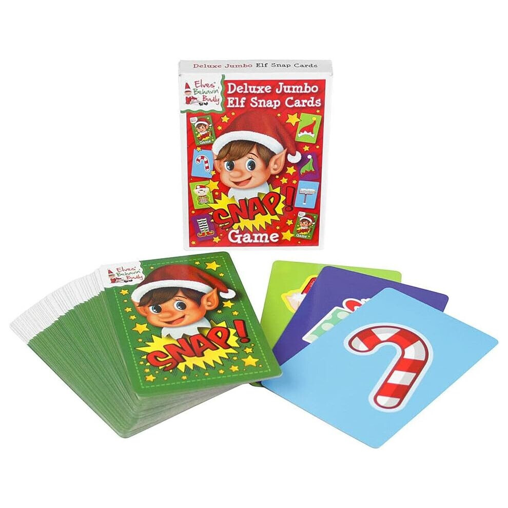 Summerlee Jumbo Snap Cards Extra Large Pack of 52 Naughty Little Xmas Elf Playing Cards with a Variety of Festive Designs