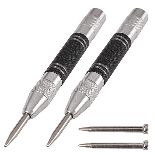 Pack 5 Inch Spring Loaded Automatic Center Punches, Adjustable Tension