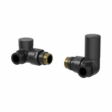 DuraTherm Corner Black Radiator Valve Pack - 15mm