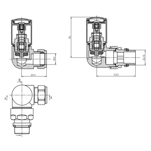 DuraTherm Corner Anthracite Radiator Valve Pack - 15mm 1