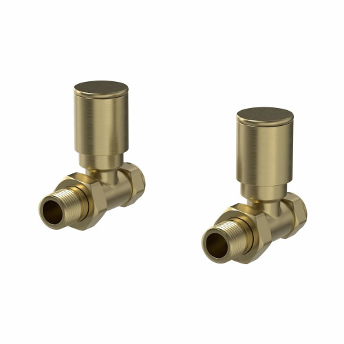 DuraTherm Straight Brushed Brass Radiator Valves - 15mm