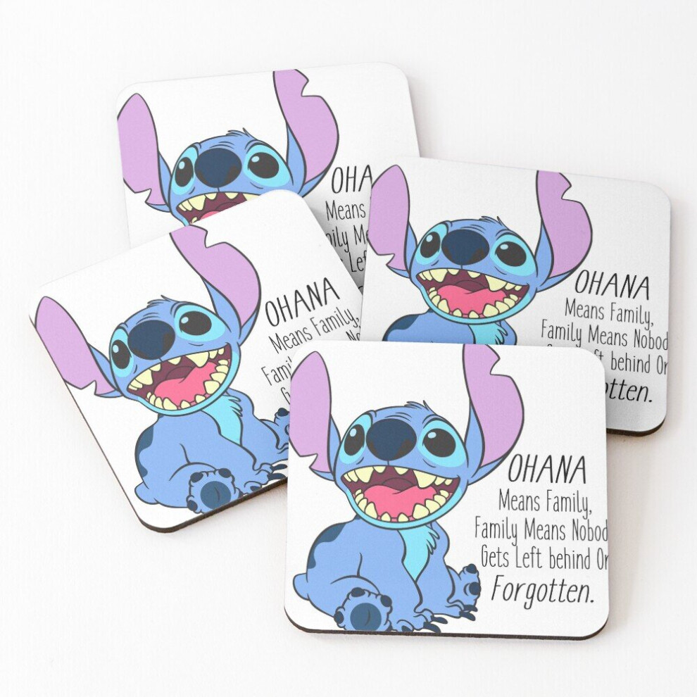 Leather Coasters lilo and stitch  Set of 4 / 4 x 4 inch