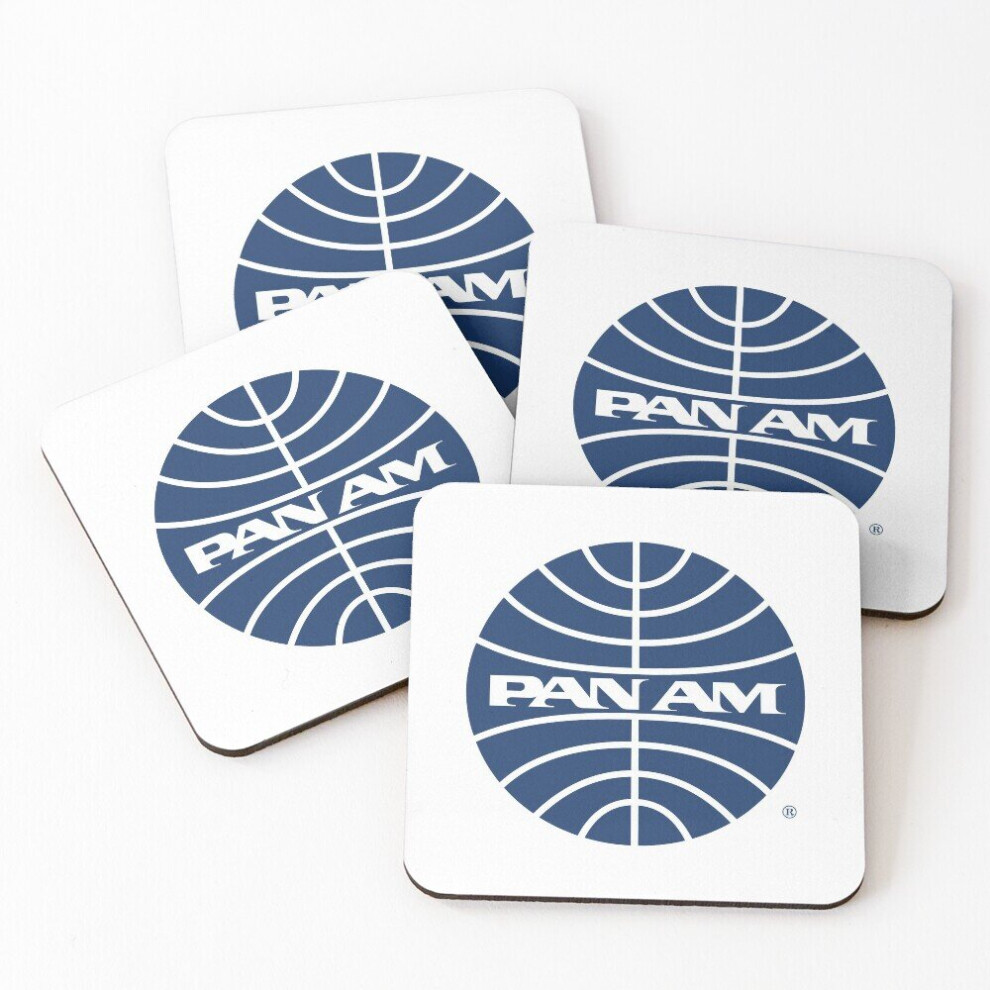 Whibos Leather Coasters Pan Am Mid 1950S Globe Inverted Set Of 4 / 4 X 4 Inch