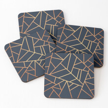Leather Coasters Copper and Midnight Navy Set of 4 / 4 x 4 inch