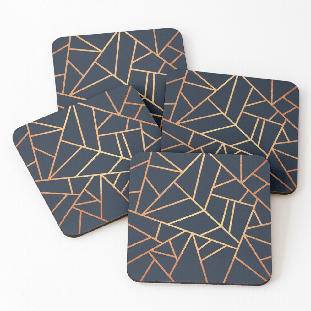 Leather Coasters Copper and Midnight Navy Set of 4 / 4 x 4 inch